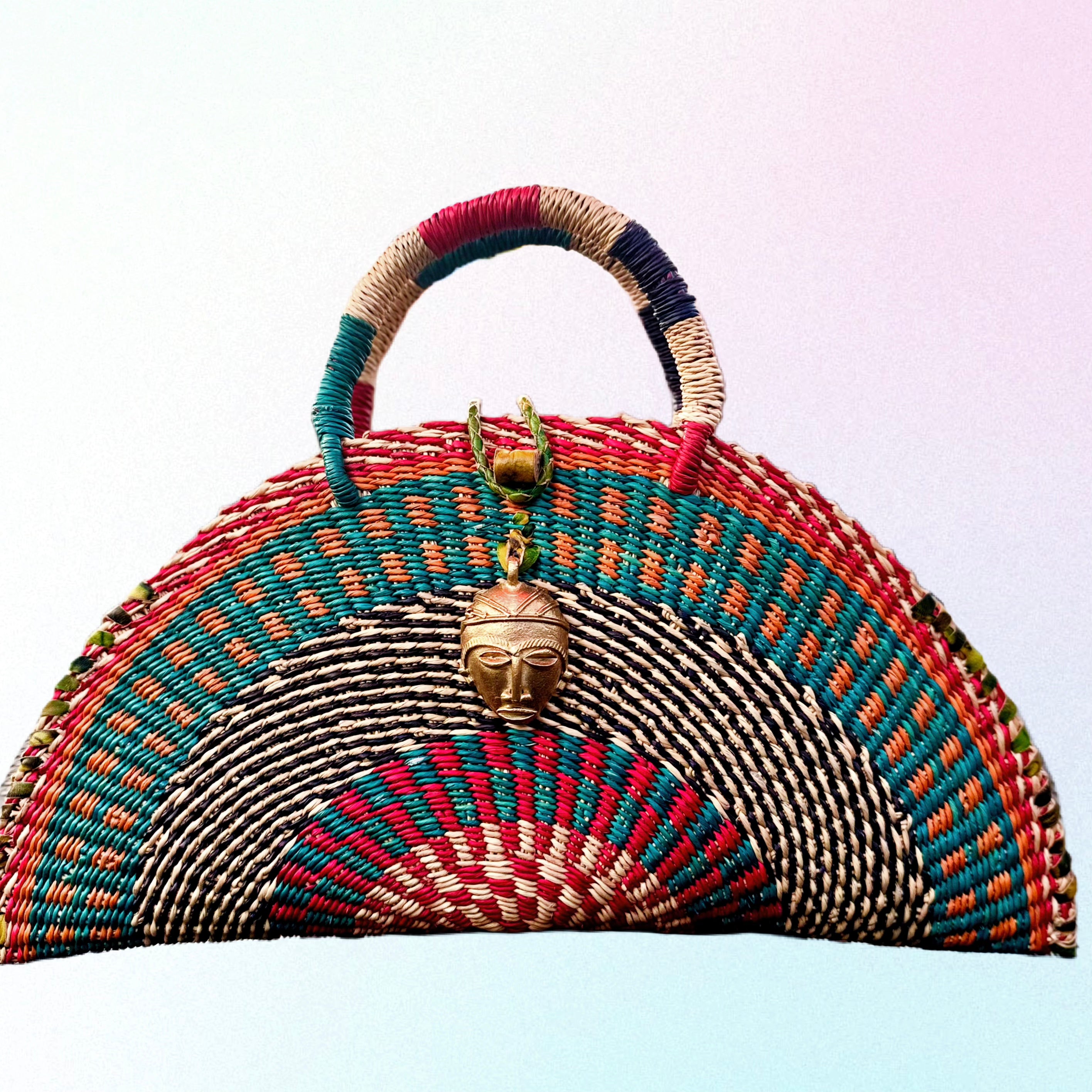 Kongo  Mini Handwoven  Multicolor half-moon  Handbag (Copy)
