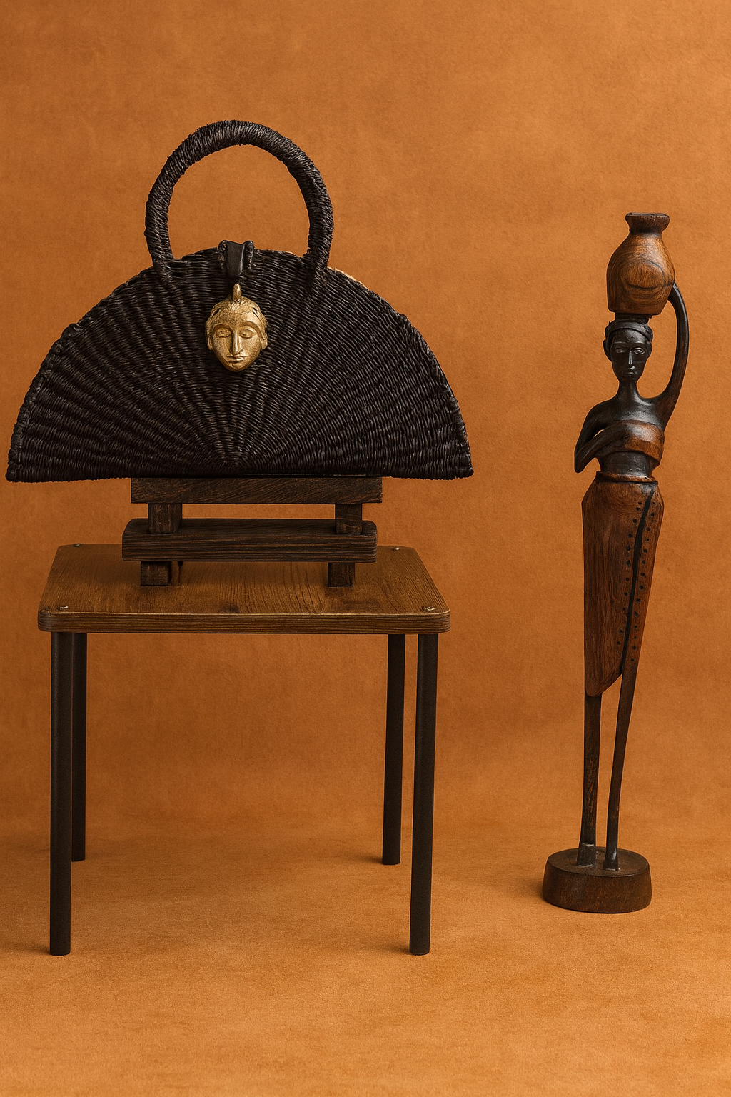 Kongo Half-Moon Handwoven Bag – Midnight Black