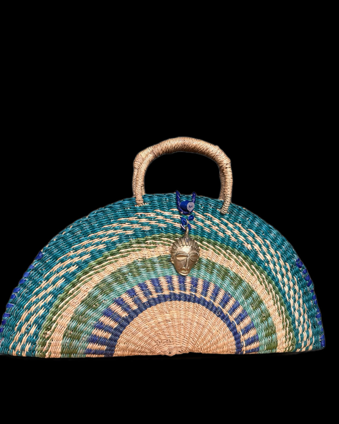 Half-Moon Heritage Handwoven Bag with Brass Mask