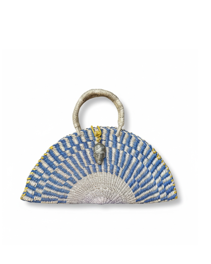 Kusana Large Handwoven Bag — Sky Blue and Natural