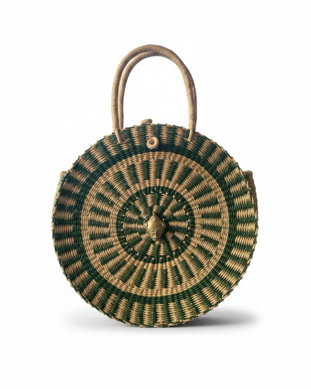 Esengo Grande Evergreen-Handwove basket bag.