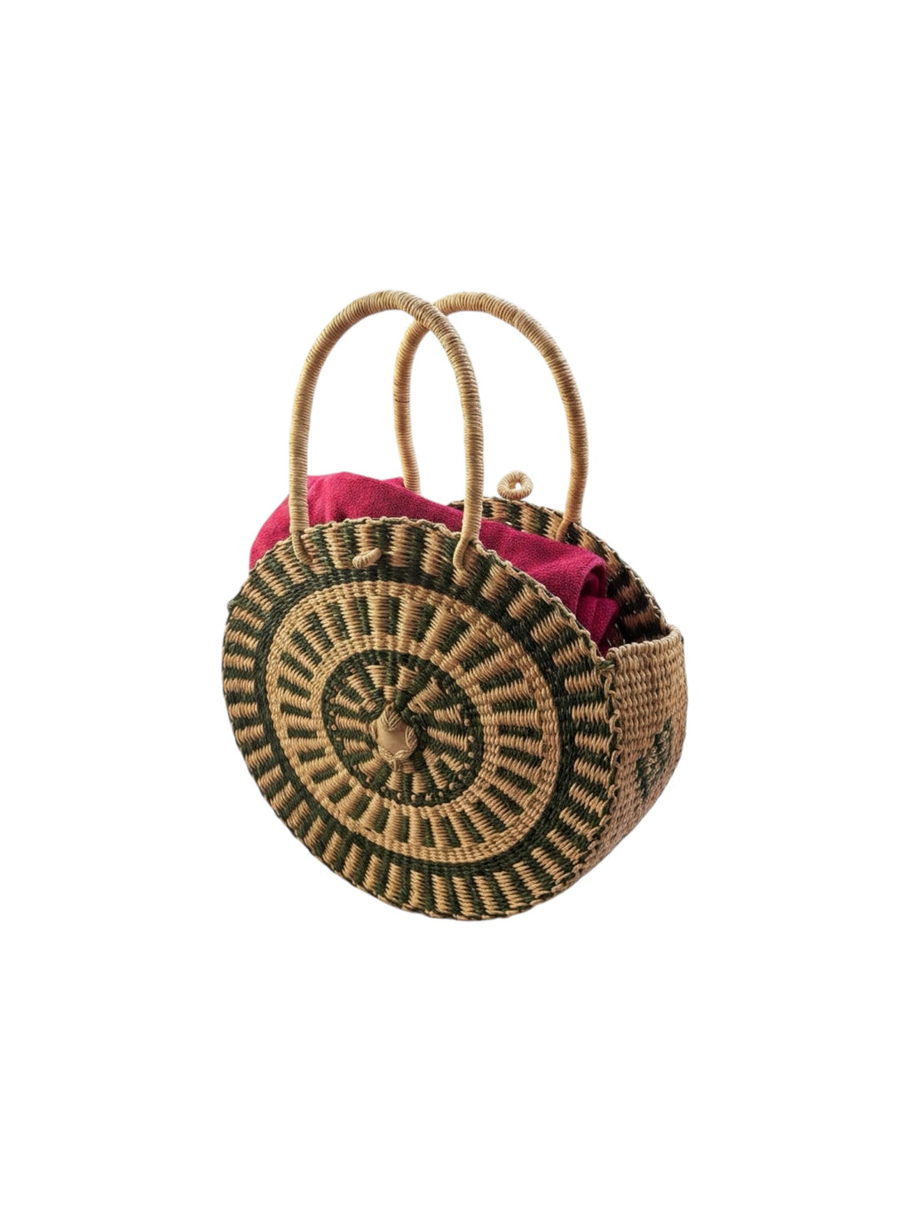 Esengo Grande Evergreen-Handwove basket bag.