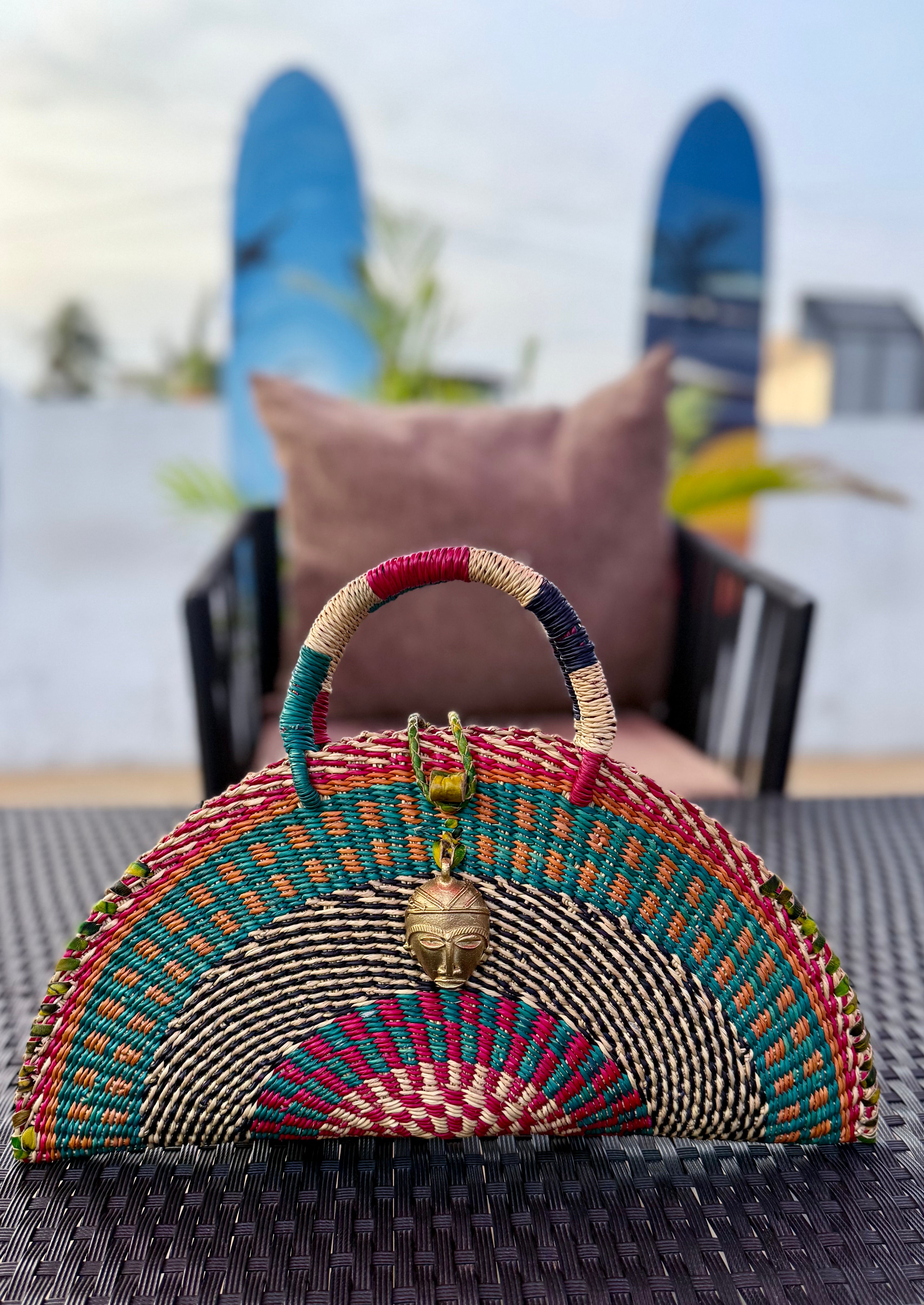 Kongo  Mini Handwoven  Multicolor half-moon  Handbag (Copy)