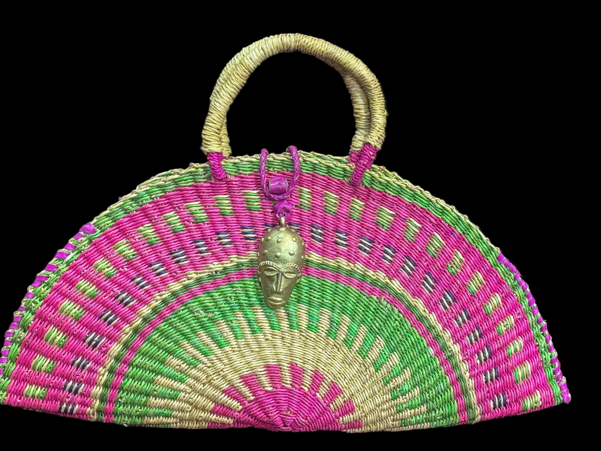 Oyster Silhouette Pink & Green Handwoven Bag